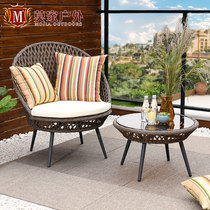 Mojia balcony table and chair three-piece Nordic simple leisure combination outdoor terrace rattan chair small coffee table outdoor table and chair