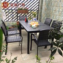  Outdoor table and chair combination Courtyard Garden terrace leisure cafe three-piece anti-corrosion wood outdoor balcony table and chair