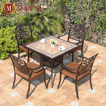 Mojia outdoor table and chair outdoor leisure furniture terrace garden courtyard Iron tile surface cast aluminum table and chair five sets