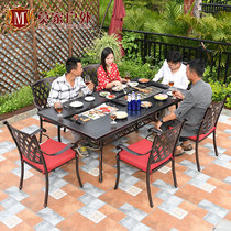 Mojia outdoor barbecue table and chair courtyard villa European cast aluminum Terrace outdoor garden Iron outside setting barbecue table and chair