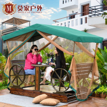  Outdoor swing hanging basket rocking chair Outdoor lazy courtyard balcony Adult double wrought iron table and chair Power four-person rocking chair