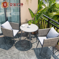 Outdoor leisure simple balcony small table rattan chair back chair rattan chair three-piece set Chair table and chair combination