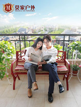 Cast aluminum balcony bench Outdoor open-air courtyard balcony leisure double chair Outdoor wrought iron table and chair bench row chair