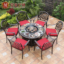 Outdoor tables and chairs Courtyard BARBECUE tables and chairs BBQ Cast aluminum outdoor wrought iron garden courtyard Milk tea picnic terrace Dinner