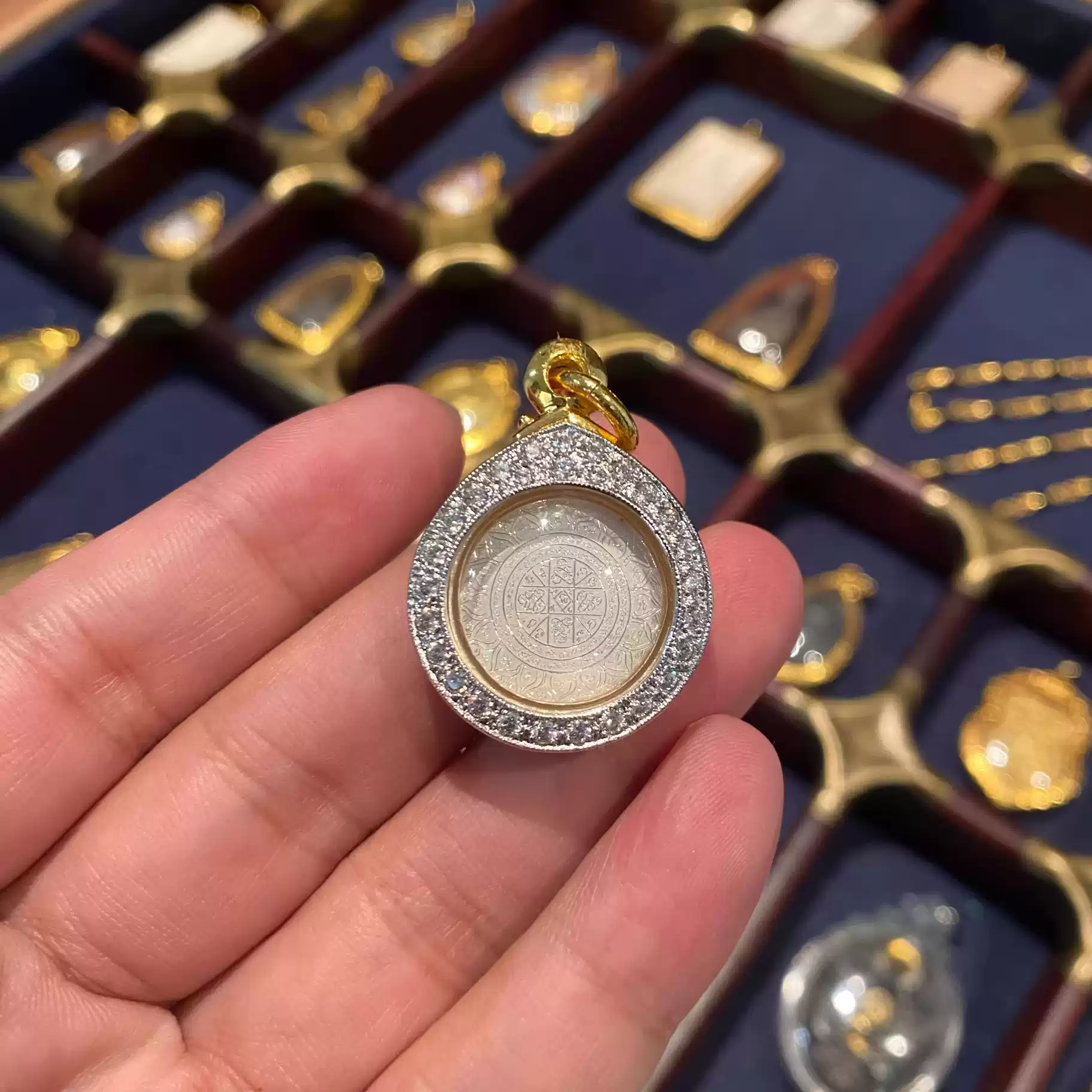 泰佛缘泰牌龙婆德端64宫格银牌独特泰国手工艺带萨马空卡意大利壳