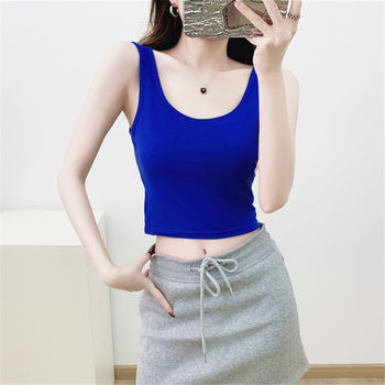 Modal camisole ສັ້ນ camisole ເຕັ້ນ ໂຍຄະ ຂອງ ແມ່ ຍິງ ນຸ່ງ ເສື້ອ ແອວ ສູງ exposed ສະ ບື u -neck ການ ສອດ ຄ່ອງ ກັບ ກິ ລາ ຮ້ອນ ຮ້ອນ