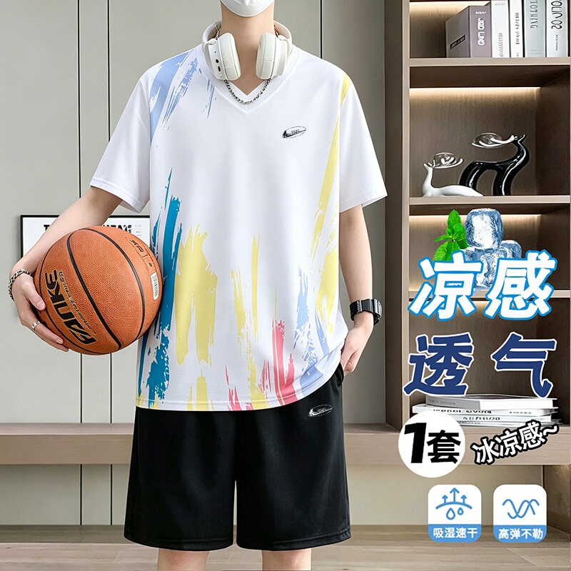 Nike Sports Suit Men's Summer New Style Youth Cool Breathable Quick-Drying Basketball Suit Two-Piece Trendy Set Nike Sports Suit Men's Summer New Style Youth Cool Breathable Quick-Drying Basketball Suit Two-Piece Trendy Set