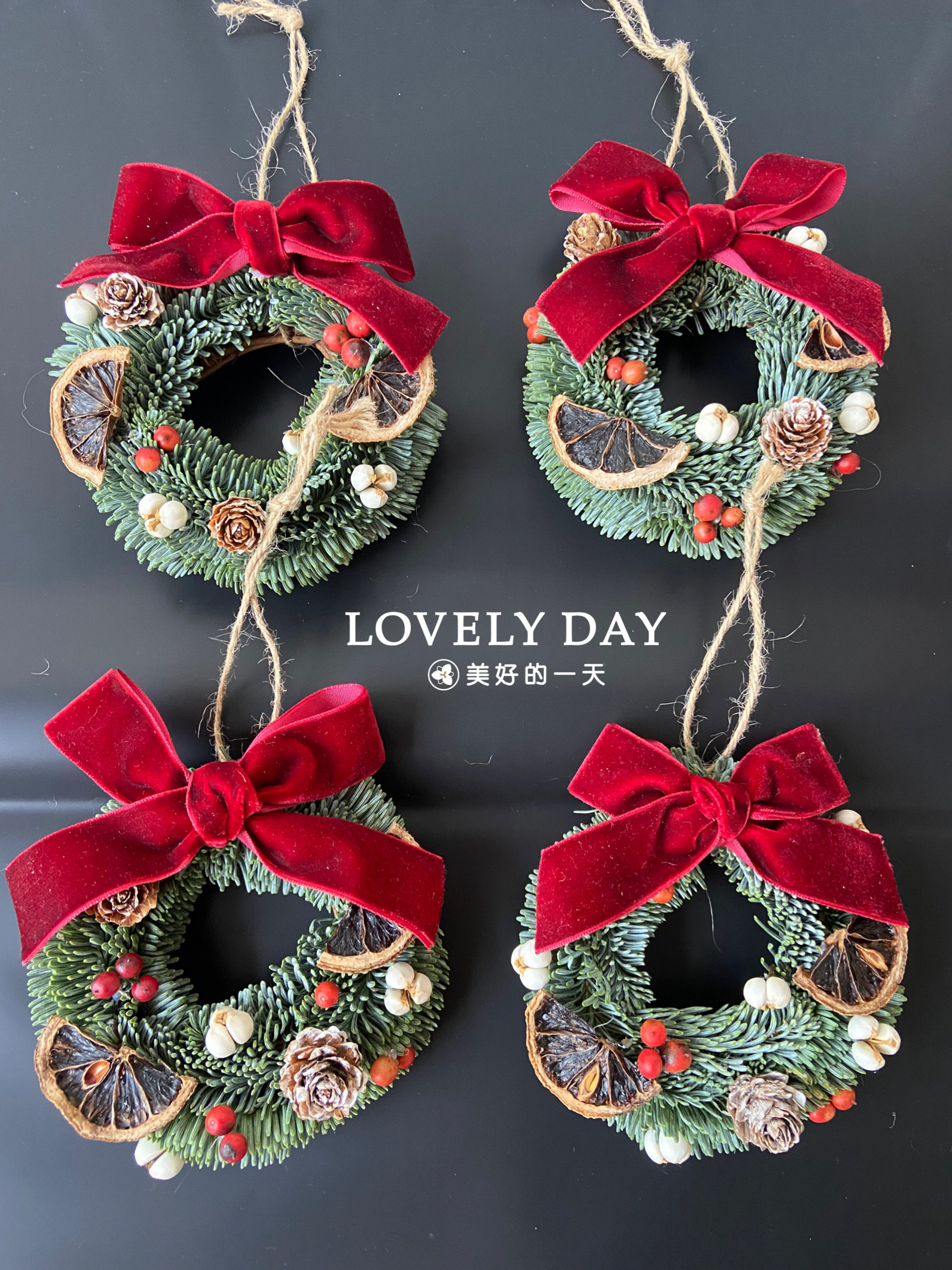 Lovelly Day Shunfeng Christmas Norbespine Flower Ring Perpetual Pendant hanging decoration door Trailer Hanging Arrangement Decoration-Taobao