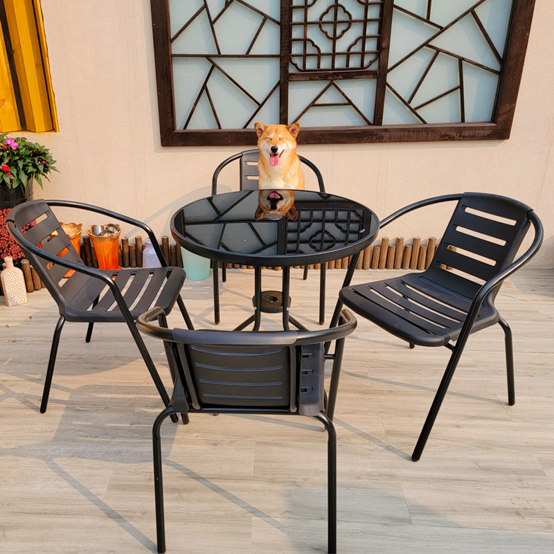 Outdoor tables and chairs courtyard garden wrought iron leisure chairs outdoor terrace net red open-air milk tea shop balcony coffee table combination