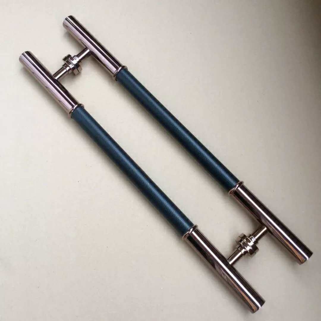 Hotel Bag Compartment Door Luxury Gate Glass Door Solid Wood Door Stainless Steel Foreskin Leather Grand Handle