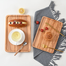 Olive wood pallet square plate tea tray new Chinese log plate solid wood tray dry fruit log plate zero food dish