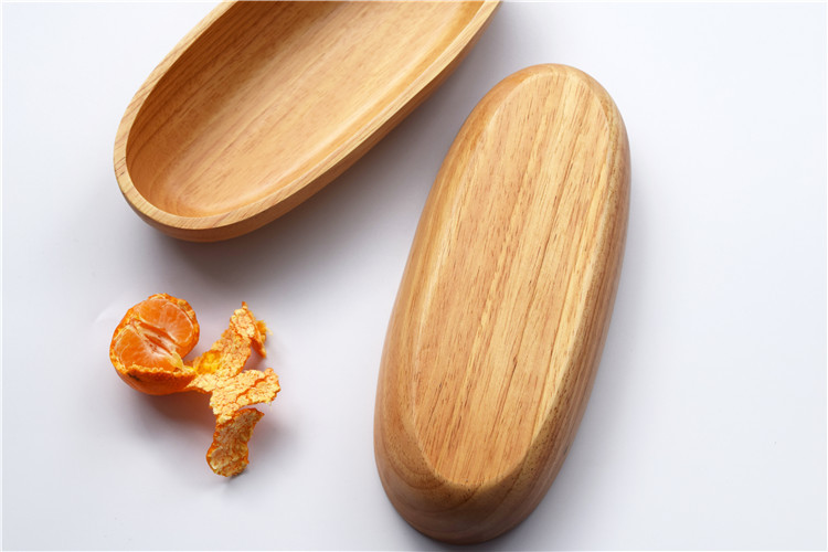 Gỗ cao su Nhật Bản hình bầu dục món ăn Sáng tạo toàn bộ gỗ bằng gỗ tấm snack tấm gỗ nguyên bản đũa gỗ cẩm lai