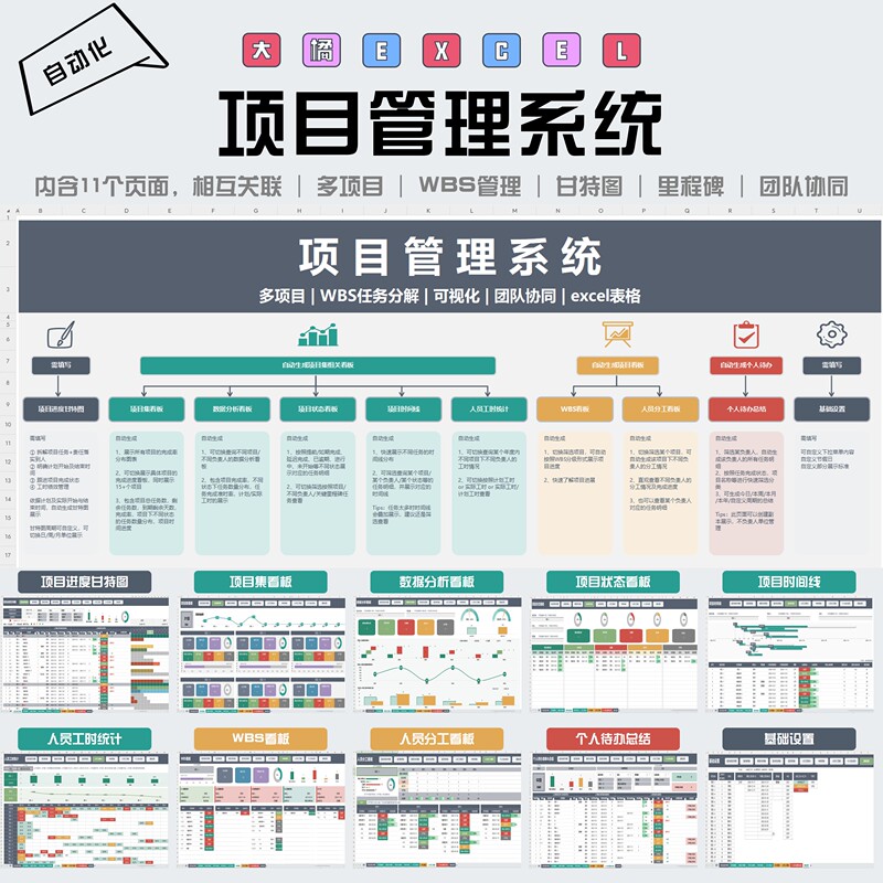 Dajue Excel-Project Management System (Gantt Chart/Milestone/Team Collaboration Excel Form) Dajue Excel-Project Management System (Gantt Chart/Milestone/Team Collaboration Excel Form)