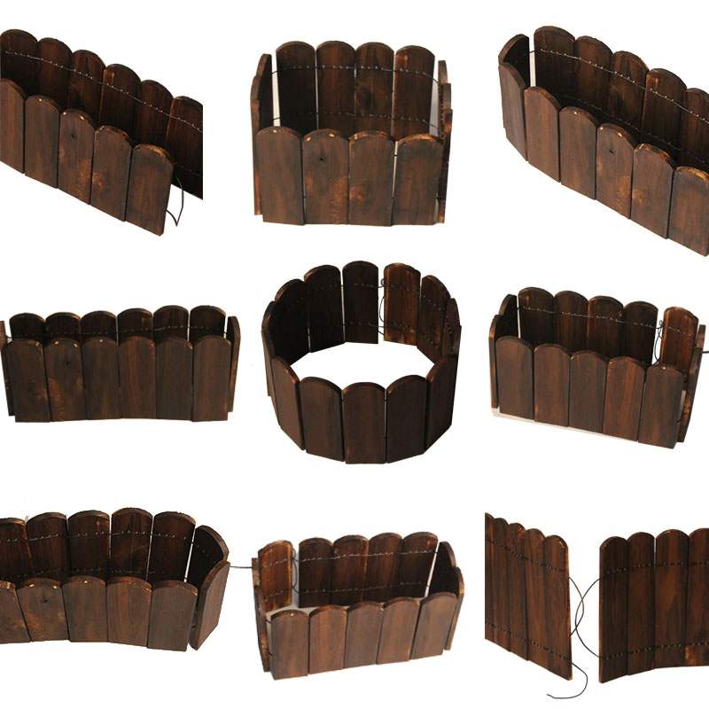 Carbonated indoor balcony outdoor anti-corrosive wood flower garden fence wood fence solid wood guardrail gardening decorated with small fence