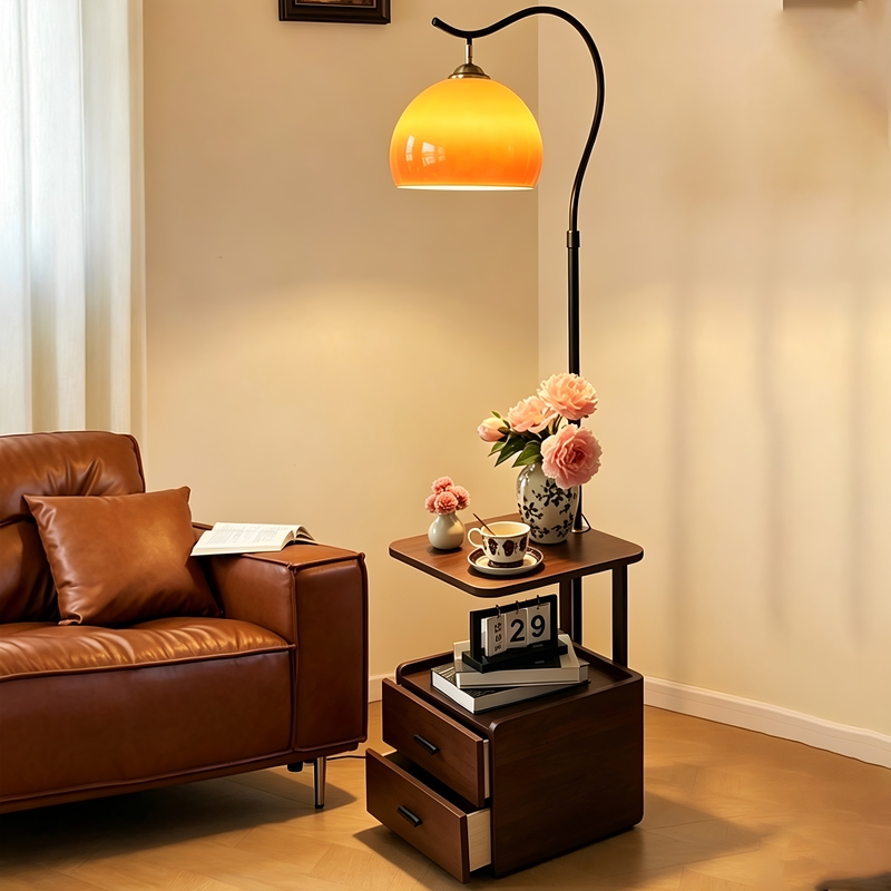 Solid Wood Cabinet Floor Lamp for Living Room Next to Sofa, 2026 New Model, Mid-Century Style Bedroom Bedside Cabinet with Integrated Storage Shelf Solid Wood Cabinet Floor Lamp for Living Room Next to Sofa, 2026 New Model, Mid-Century Style Bedroom Bedside Cabinet with Integrated Storage Shelf