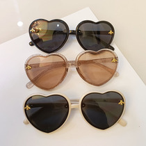 Children sun glasses Girls cute super cute love frame baby sunglasses little girl anti-ultraviolet sunshade glasses tide