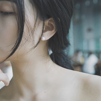 925 Pure Silver Pearl Earnail Female Day Korea Minimalist Temperament 100 Hitch Anti-Allergy Fashion Wind Natural Positive Round Earwear