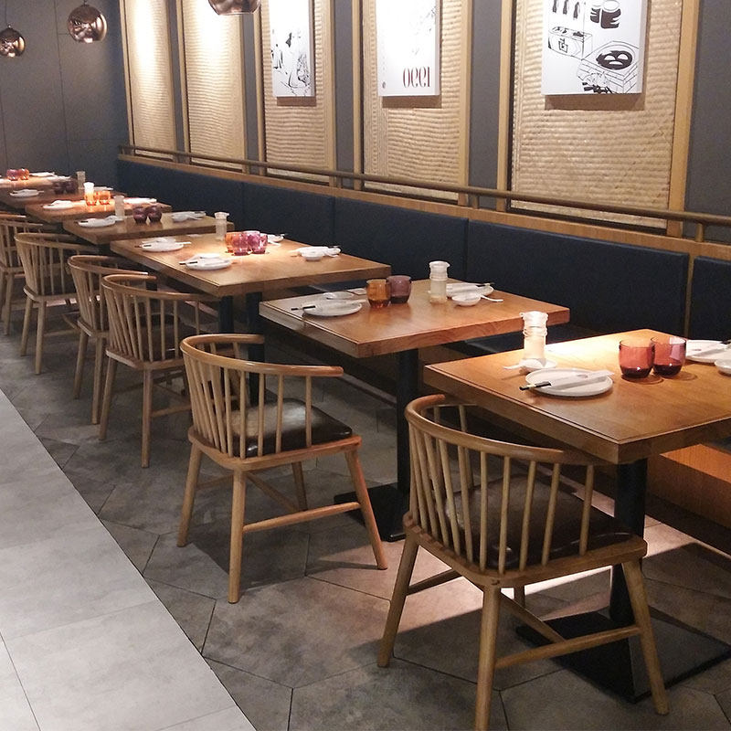 Theme restaurant, restaurant, bar, self-service barbecue, private kitchen, snacks, restaurant, western restaurant, solid wood dining table and chairs combination