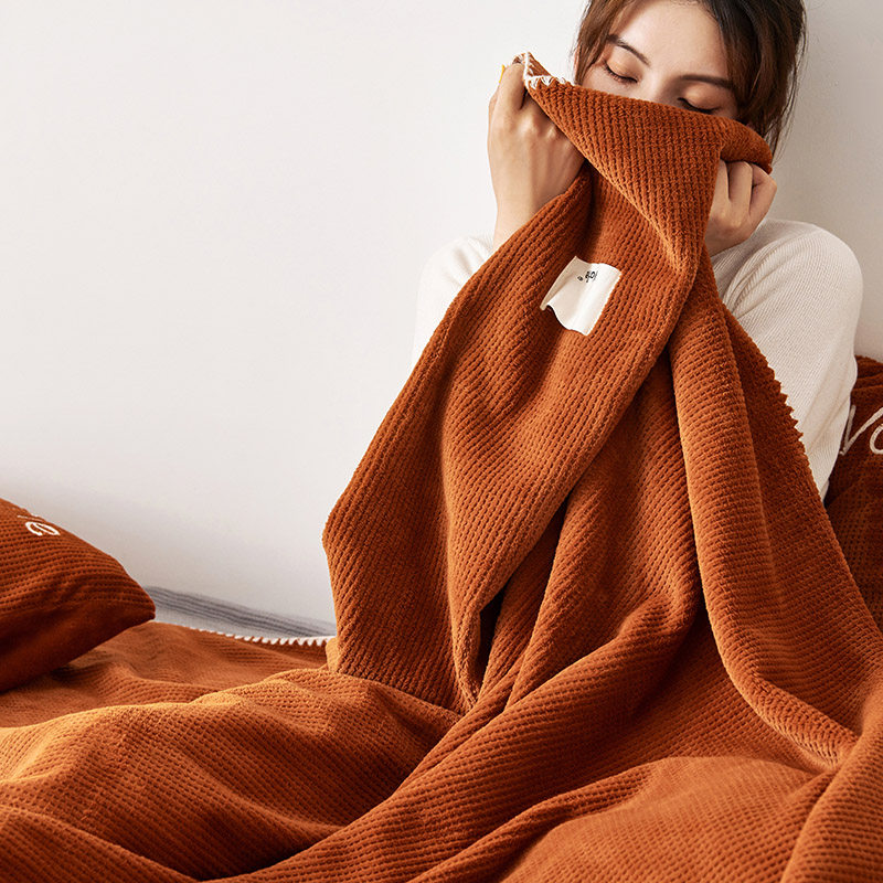 Huafg Blankets New Single Air Conditioning Blanket Bed Linen Coral Fleece Blanket Office Afternoon Nap Carpet Thin sofa Gay blanket