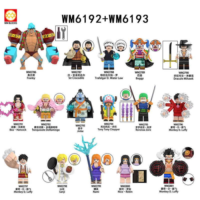 One Piece Franky Shanks Brook Trafalgar Law Assembled Building Block Figure Toy Wm6192