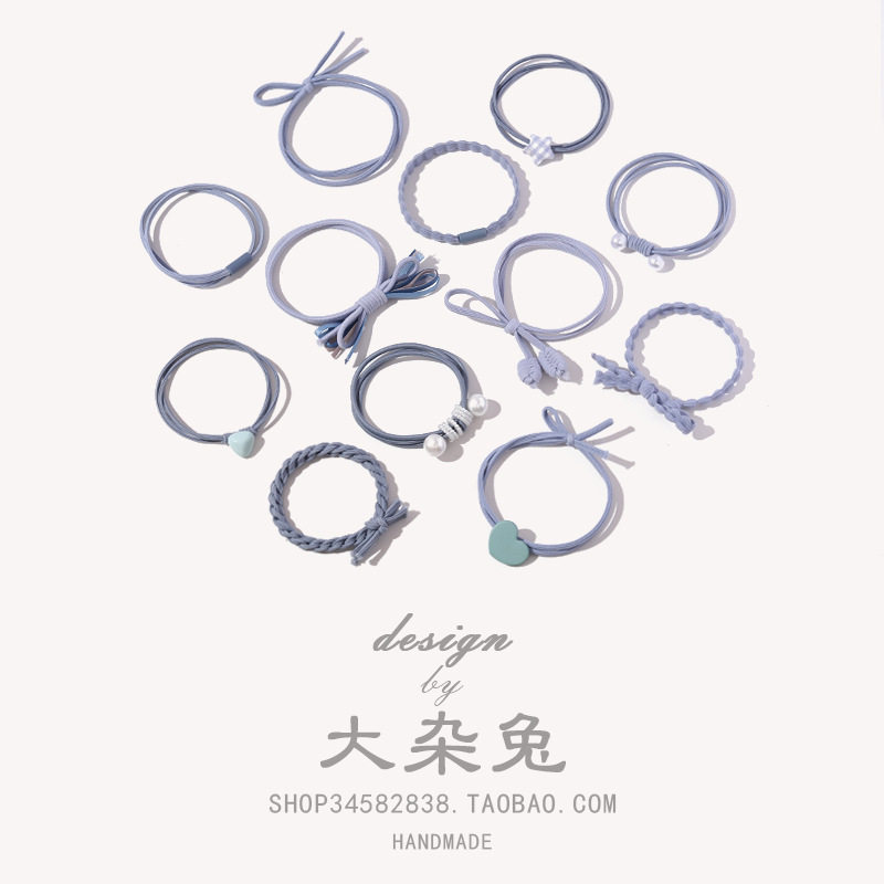 Sweet lovely star girl dear blue hair rope hair tie hair leather band Korean hair accessories
