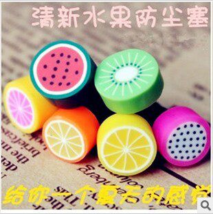 E9045 Korea exquisite soft - glue fruit mobile phone dust - resistant plug for creative headphones