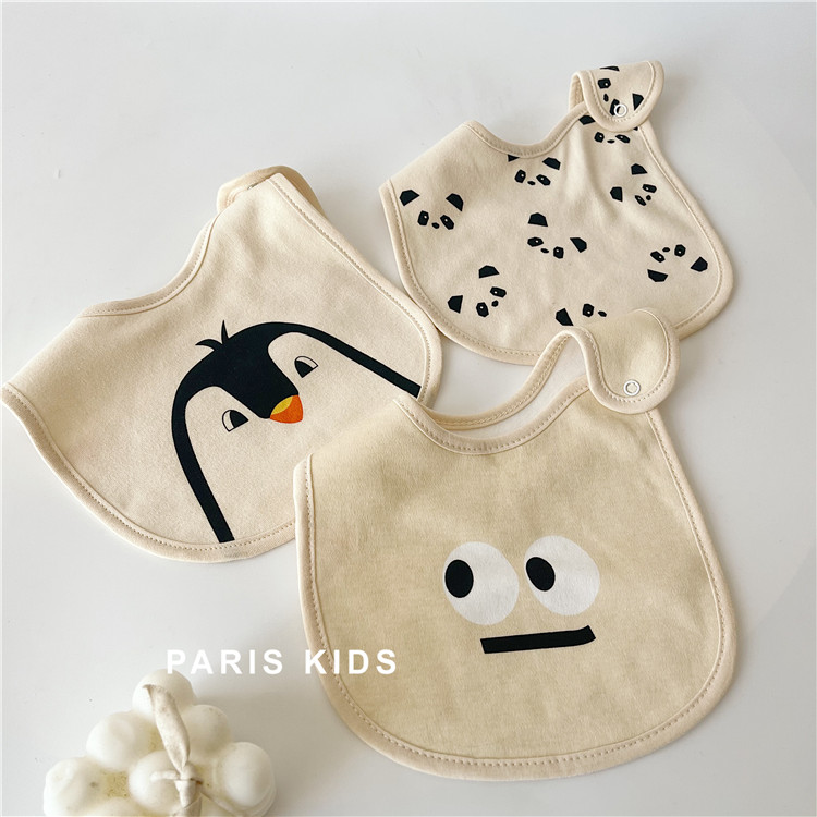 ins wind round mouth baby waterproof spat towel South Korean pure cotton cartoon male and female baby enclosure for cute newborn baby boom-Taobao