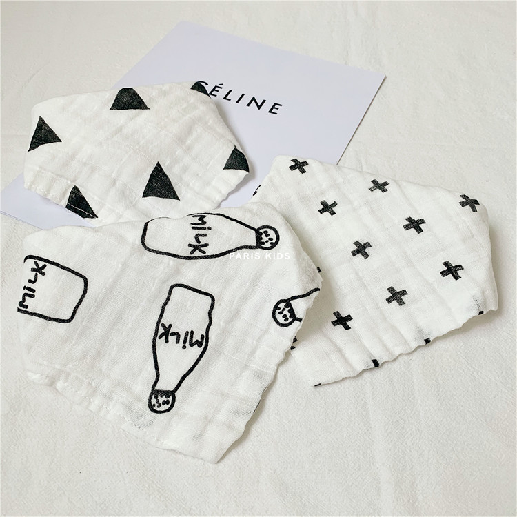 ins pure cotton gauze triangle baby bottle saliva towel baby bib triangle towel baby bib newborn supplies