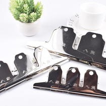 Stainless steel round clip long tail clip stationery document small clip dovetail clip iron ticket holder large medium office supplies