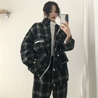 Mùa thu và mùa đông của phụ nữ Phiên bản Hàn Quốc của phong cách Harajuku mẫu lớn bỏ túi có đệm áo khoác cardigan + quần chân váy chùm áo kiểu nữ đẹp tuổi 40