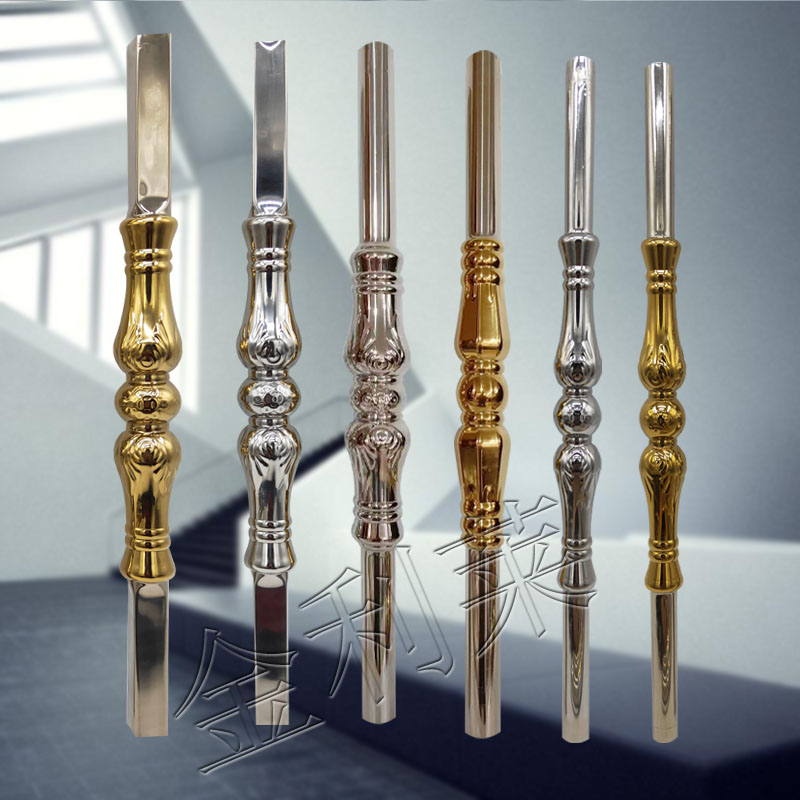 New 304 stainless steel stair armrest flower column integrated ruyi column square tube column balcony fence guard rail decoration column
