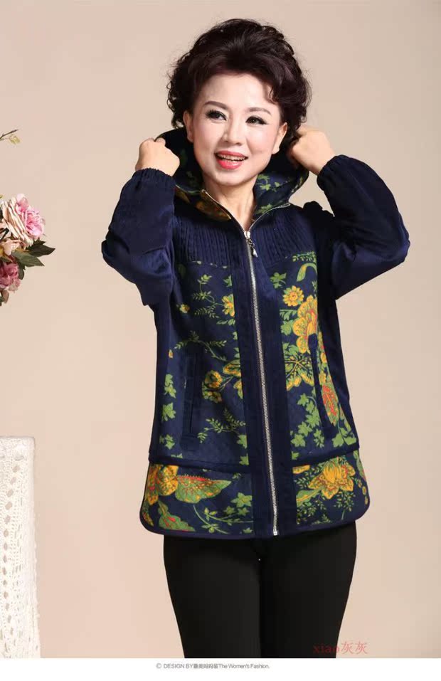 Người cao niên mùa xuân bà mới tải phụ nữ trung niên cỡ lớn 50-60 tuổi áo khoác cho phụ nữ 50 tuổi