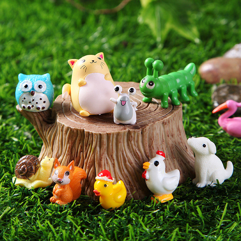 Micro landscape small animal model cartoon simulation ornaments pastoral sand table material chicken duck dog Swan rabbit mermaid