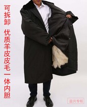 Winter sheepskin military coat camouflage black trench coat warm cotton coat fur integrated living face thickened uniform genuine