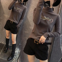 Plus velvet padded base shirt Women 2020 foreign style autumn and winter half high neck T-shirt fashion interior wear long sleeve top