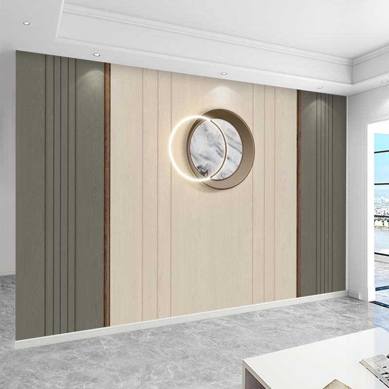 Light luxury Chinese landscape bamboo wood fiberboard TV background wall integrated board living room atmospheric wall panel custom buckle board