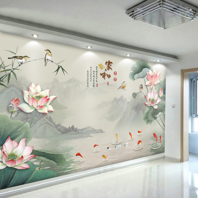 Chinese TV Bamboo Wood Fiber Board Lotus Waterboard Wallboard Living Room Integrated Wall Panel Closed
