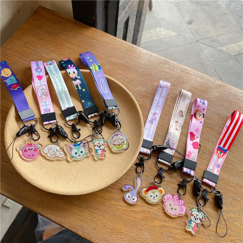 Mobile phone lanyard short wrist rope mobile phone lanyard cartoon fabric cute key chain rope anti-lost ornaments