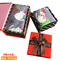 Cute cartoon cotton handkerchief small gift box Printed cotton handkerchief square towel Cotton handkerchief gift box New