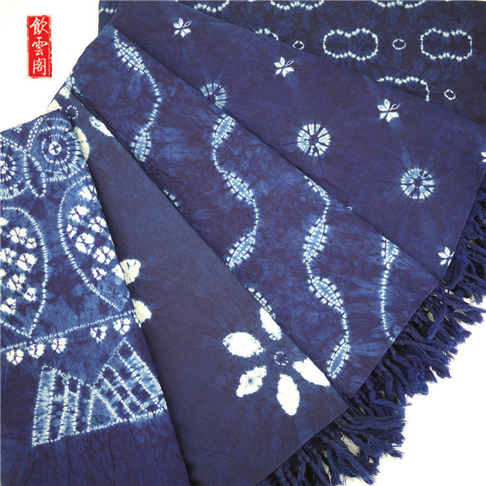 Yunnan Specialities Big Haircut White Clan handmade Dyed Natural India Dye National Art And Art Wind Scarves Table Flag