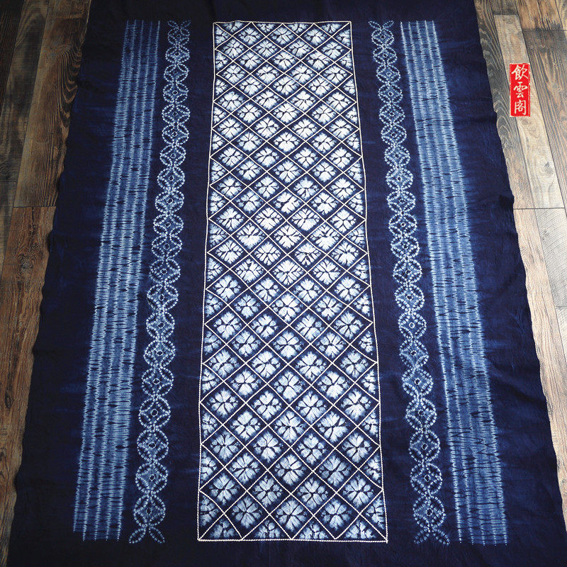 Yunnan Dali tie-dye tablecloth pure cotton plant blue dyeing rectangular ethnic style hanging tea table cloth 165 × 115cm