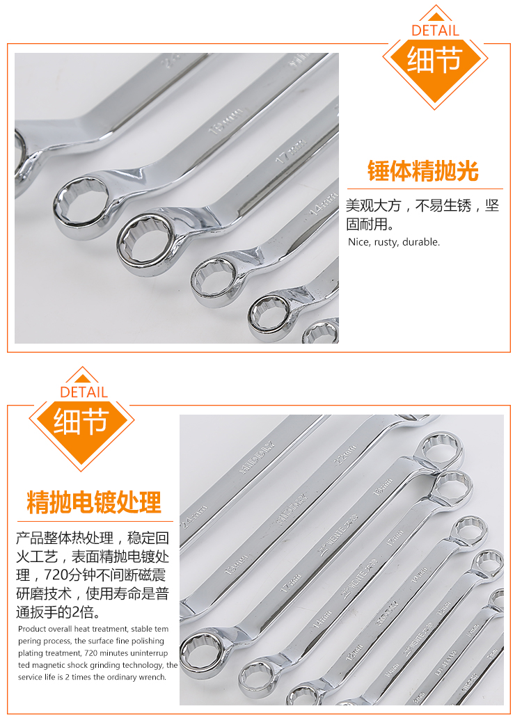 Cờ lê mận đặt 17-19 cờ lê mắt công cụ Cờ lê mận đôi đầu 22-24 Mận vặn đôi đầu - Dụng cụ cầm tay