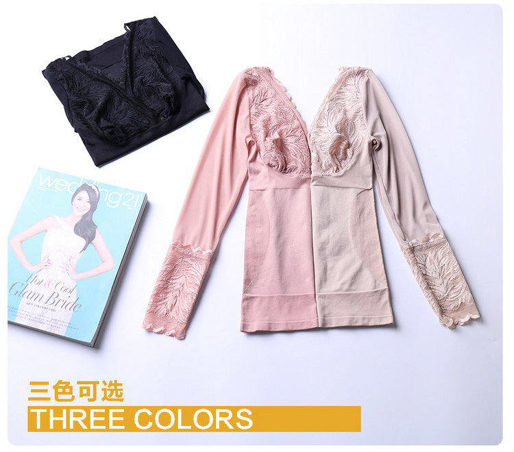 Đầm ren cổ chữ V thân dài corset bụng eo corset liền mạch bụng đồ lót nữ mỏng phần mỏng áo nâng ngực