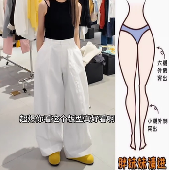 Spring new pear-shaped high-waisted slimming versatile wide-leg pants
