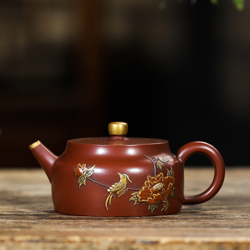 Zisha early factory return pot Zhou Guizhen full handmade teapot old pot Zhu mud Dahongpao De Zhong gold pot