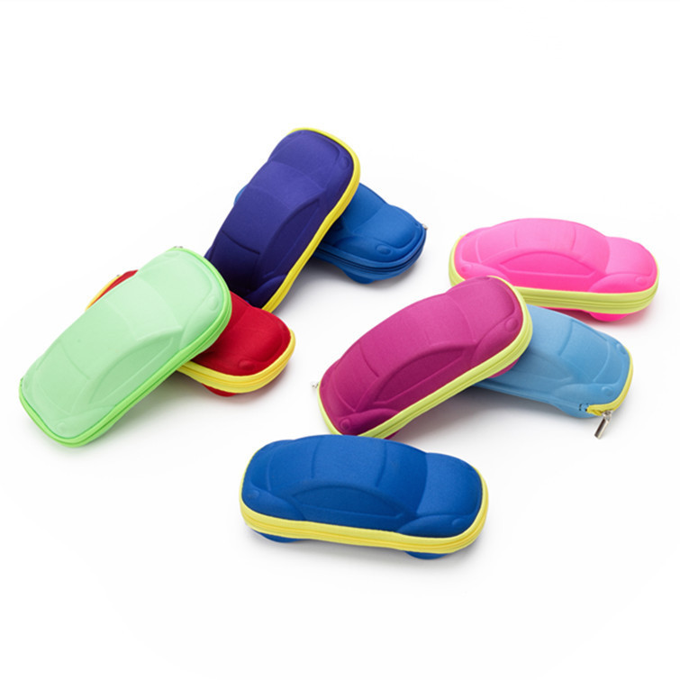 Children's Cartoon Car-Shaped Sunglasses Case, Cute Zipper Bag, New Toy, Fashionable Colorful Eva Sunglasses Case