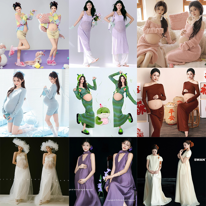 Maternity Photo Studio New Style French Maternity Clothing High-End Fresh Photo Shoot Pregnant Mommy Art Photography Clothes