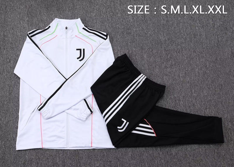 Juventus Retro New White Long-Sleeved Football Training Uniform Jacket Men's 2526 Appearance Warm-Up Team Uniform