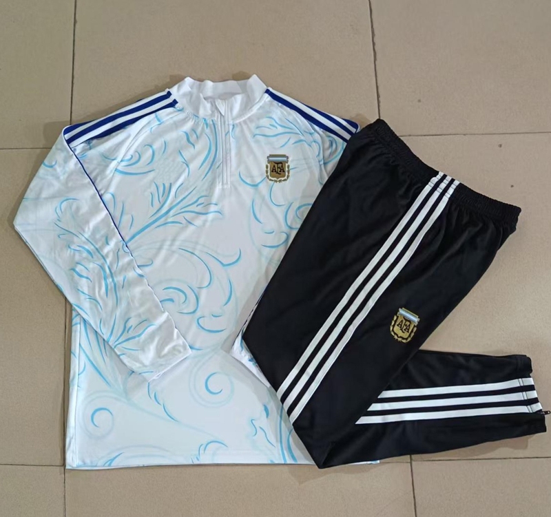 Argentina White Long-Sleeved Football Training Uniform Jersey Men's 2627 Appearance Warm-Up Fitness Running Pants Sportswear Argentina White Long-Sleeved Football Training Uniform Jersey Men's 2627 Appearance Warm-Up Fitness Running Pants Sportswear