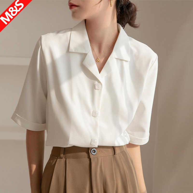ホワイト半袖シャツレディース通勤OLスーツVネックサテンプロフェッショナルティーチングウェアフォーマルホワイトシャツ面接トップス